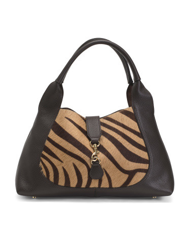 Made In Italy Leather Large Hobo Front Panel | TJ Maxx