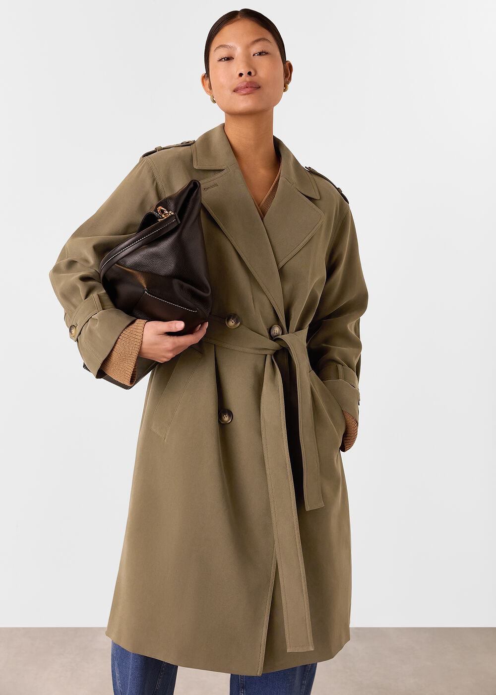 Khaki Riley Trench Coat | WHISTLES | Whistles UK | | Whistles