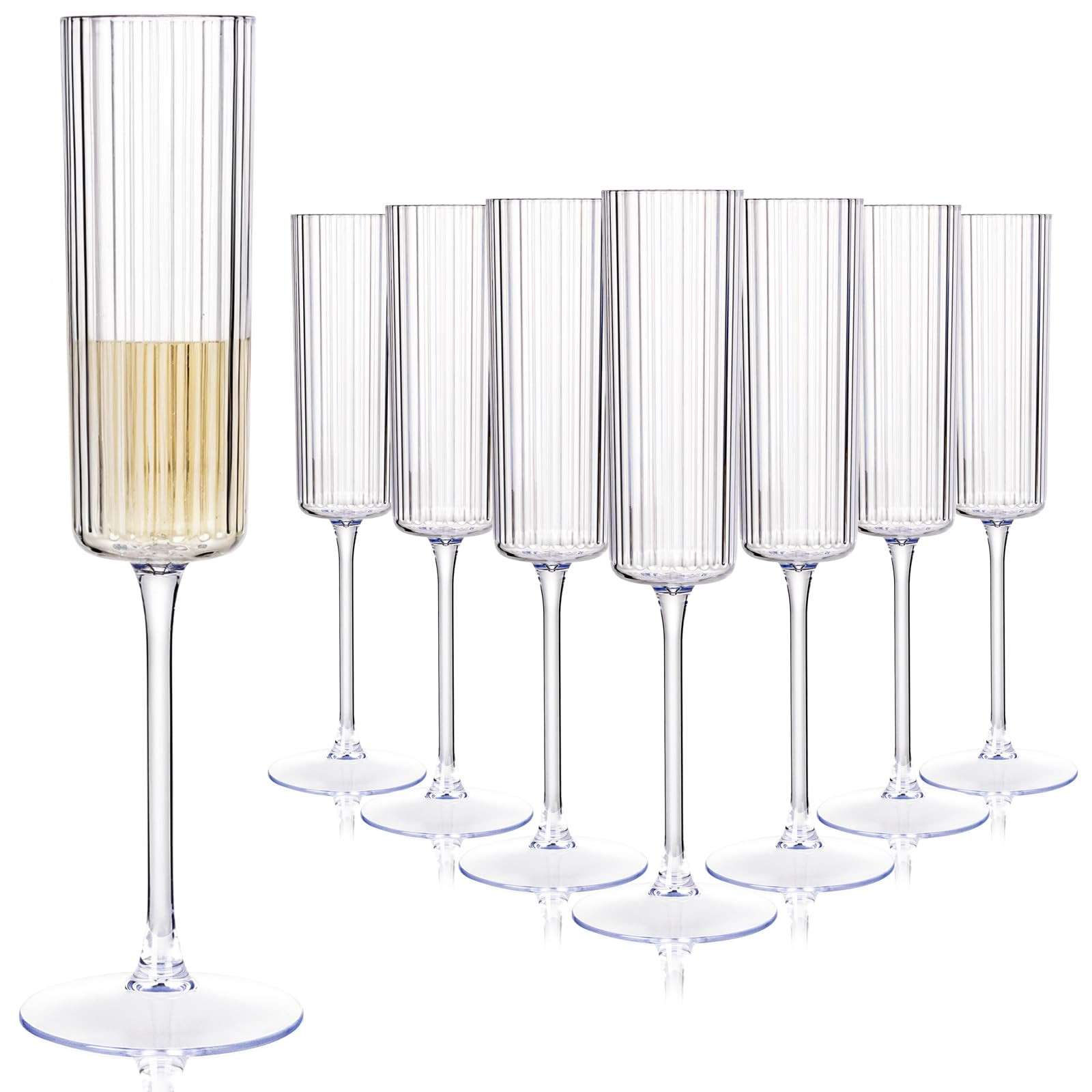 36 Pack Clear Plastic Champagne Flutes - 6oz Ribbed Disposable Champagne Glasses - Clear Vintage ... | Amazon (US)