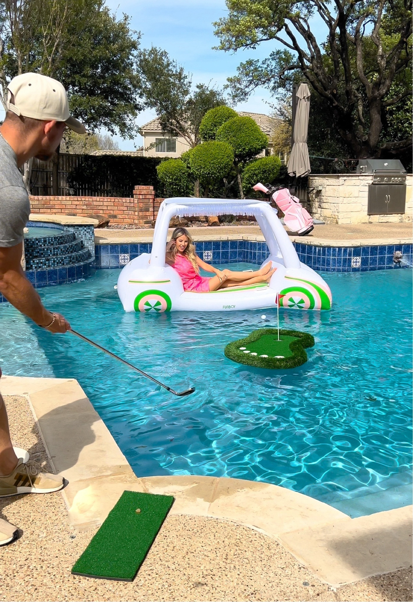 Summer fun. Golf green. Golf game. Raft. Cold cart raft. Golf party. Summer activities 

#LTKSeasonal #LTKparties #LTKhome