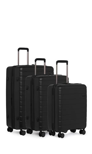 ANTLER Luggage Set of Black Hard Shell Suitcases with 4 Double Spinner Wheels & Expander Zip - Cabin, Medium & Large - Lightweight Suitcases for Travel - TSA Approved Locks - Stamford 2.0 Suitcase | Amazon (UK)