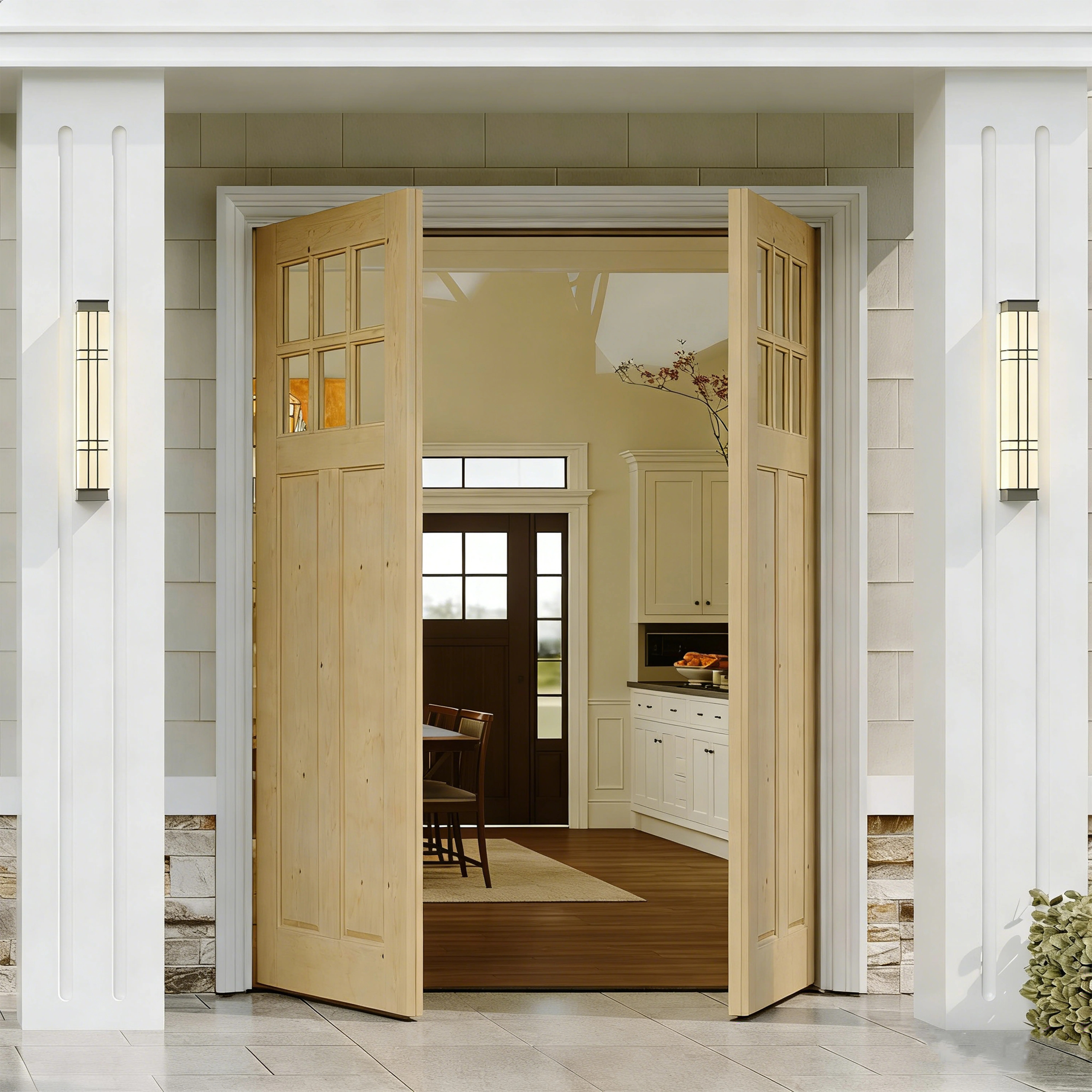 Exterior Door - 6 Lite Clear Glass Front Entry Door Slab Pine Wood | Wayfair North America