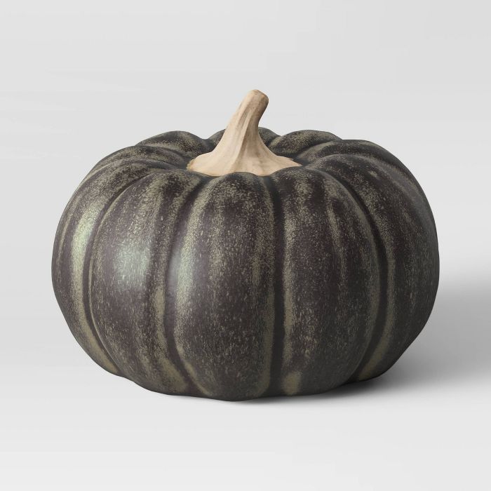 Medium Glazed Ceramic Pumpkin Black - Threshold&#8482; | Target