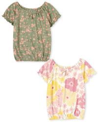 Girls Mix And Match Short Sleeve Floral Print Top 2-Pack | The Children's Place