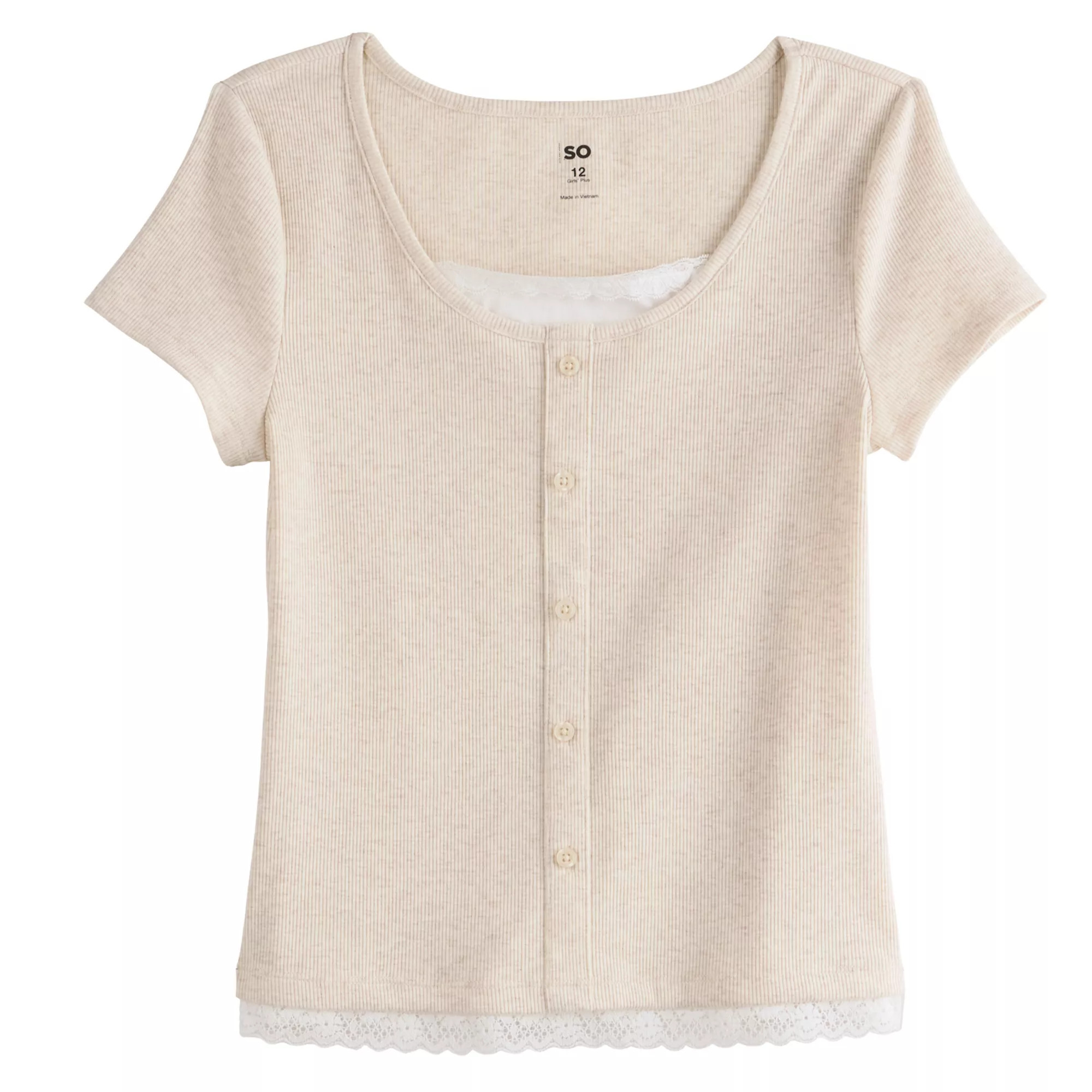 Girls 6-20 SO® Button Front Layered Tee in Regular & Plus Size | Kohl's