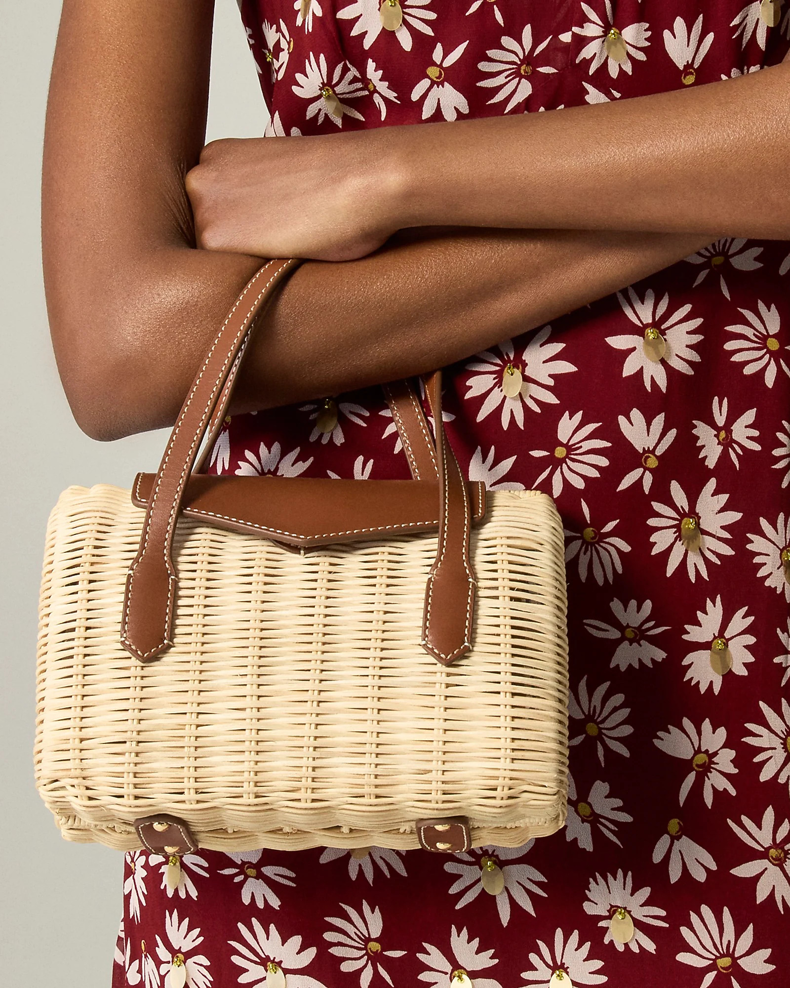 Small rattan top-handle bag | J. Crew US