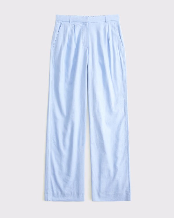 Women's Curve Love A&F Sloane Low Rise Tailored Linen-Blend Pant | Women's Bottoms | Abercrombie.... | Abercrombie & Fitch (US)