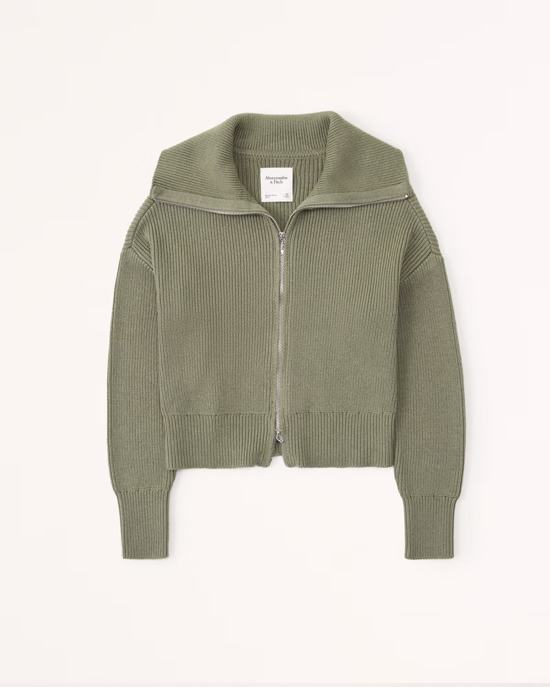 Double Zipper Ribbed Cardigan | Abercrombie & Fitch (US)