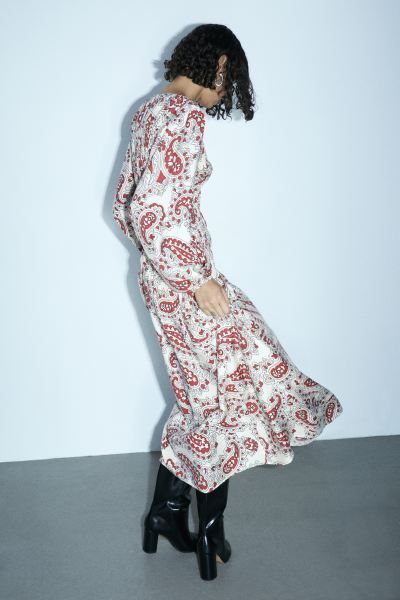 Smocked-bodice Dress - White/paisley-patterned - Ladies | H&M US | H&M (US + CA)