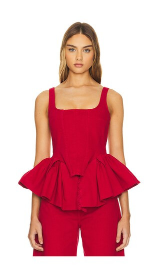 Corset With Pleated Hip Panels in Red | Revolve Clothing (Global)