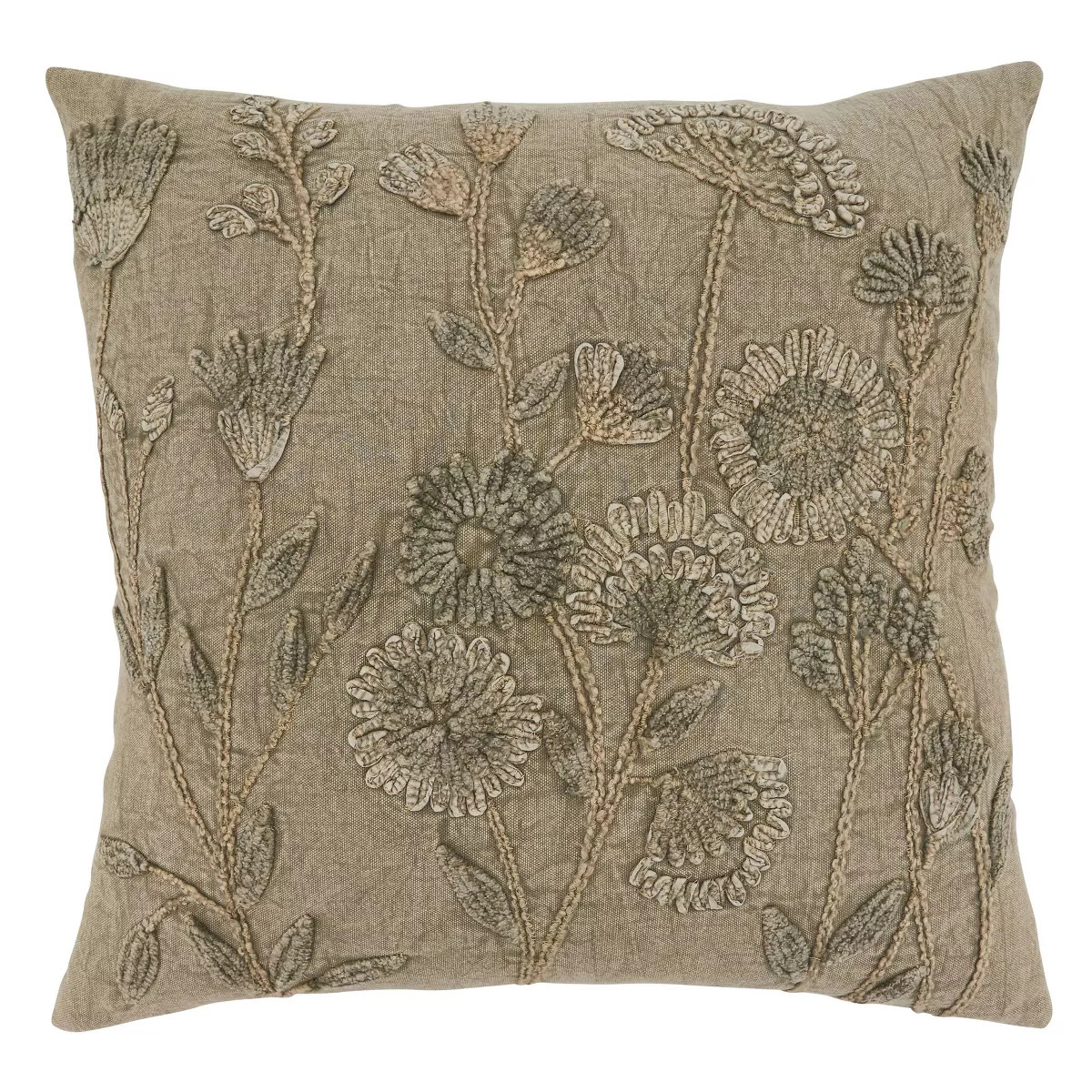 20"x20" Oversize Poly-Filled Stone Washed Square Throw Pillow Taupe - Saro Lifestyle: Indoor Couc... | Target