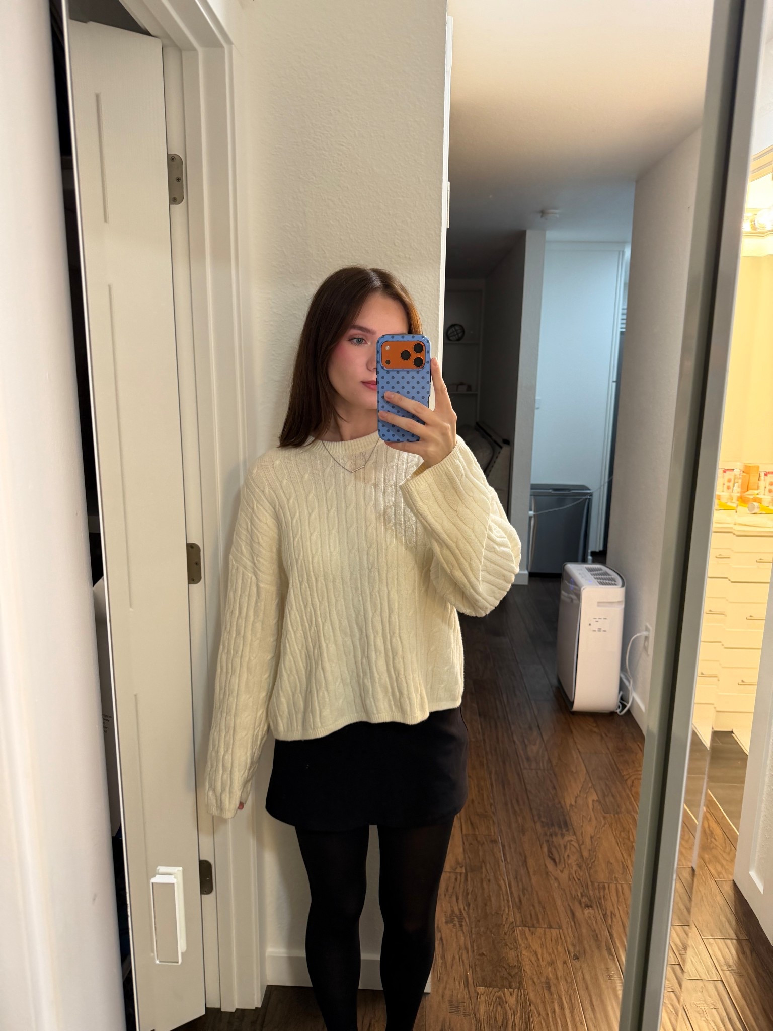 Size small in skirt and medium in the gap sweater! 

#LTKootd #LTKHoliday #LTKU