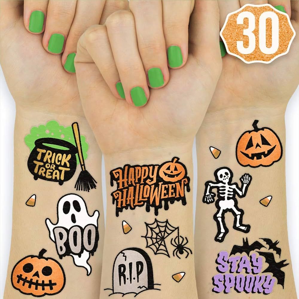xo, Fetti Halloween Tattoos for Kids - 30 styles | Happy Halloween Decorations, Skeletons, Ghosts... | Amazon (US)