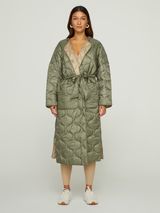 Long Quilted Jacket - Silvery Green | Carbon38