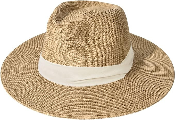 FURTALK Womens Mens Wide Brim Straw Panama Hat Fedora Summer Beach Sun Hat UPF Straw Hat for Wome... | Amazon (US)