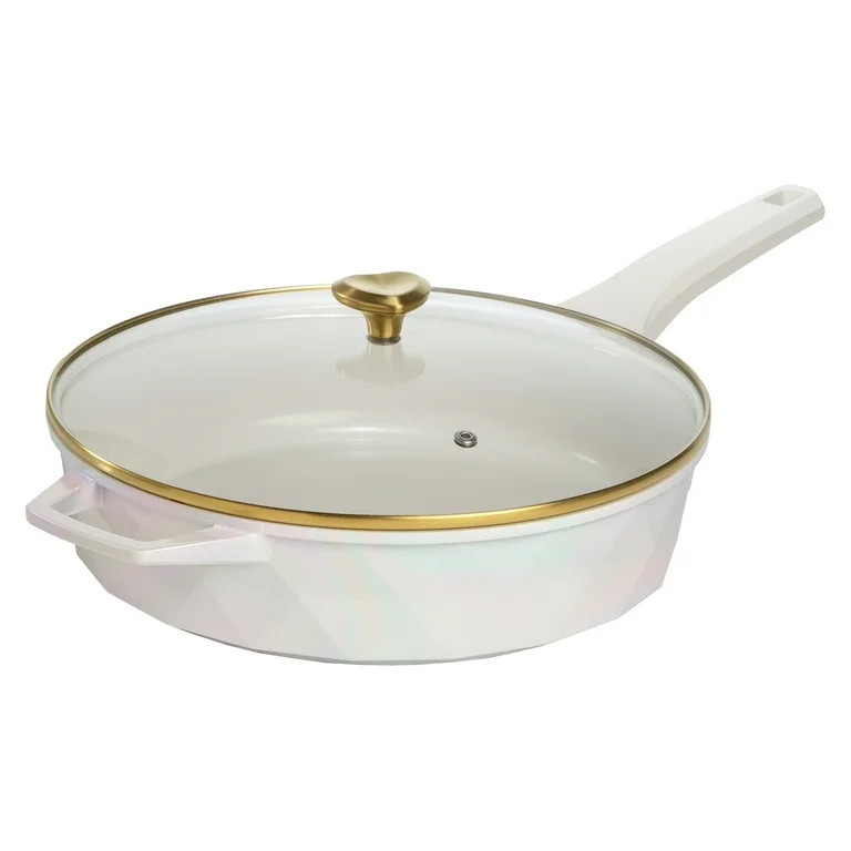 Paris Hilton 4 Quart Cast Aluminum Jumbo Cooker, White Rainbow Iridescent - Walmart.com | Walmart (US)