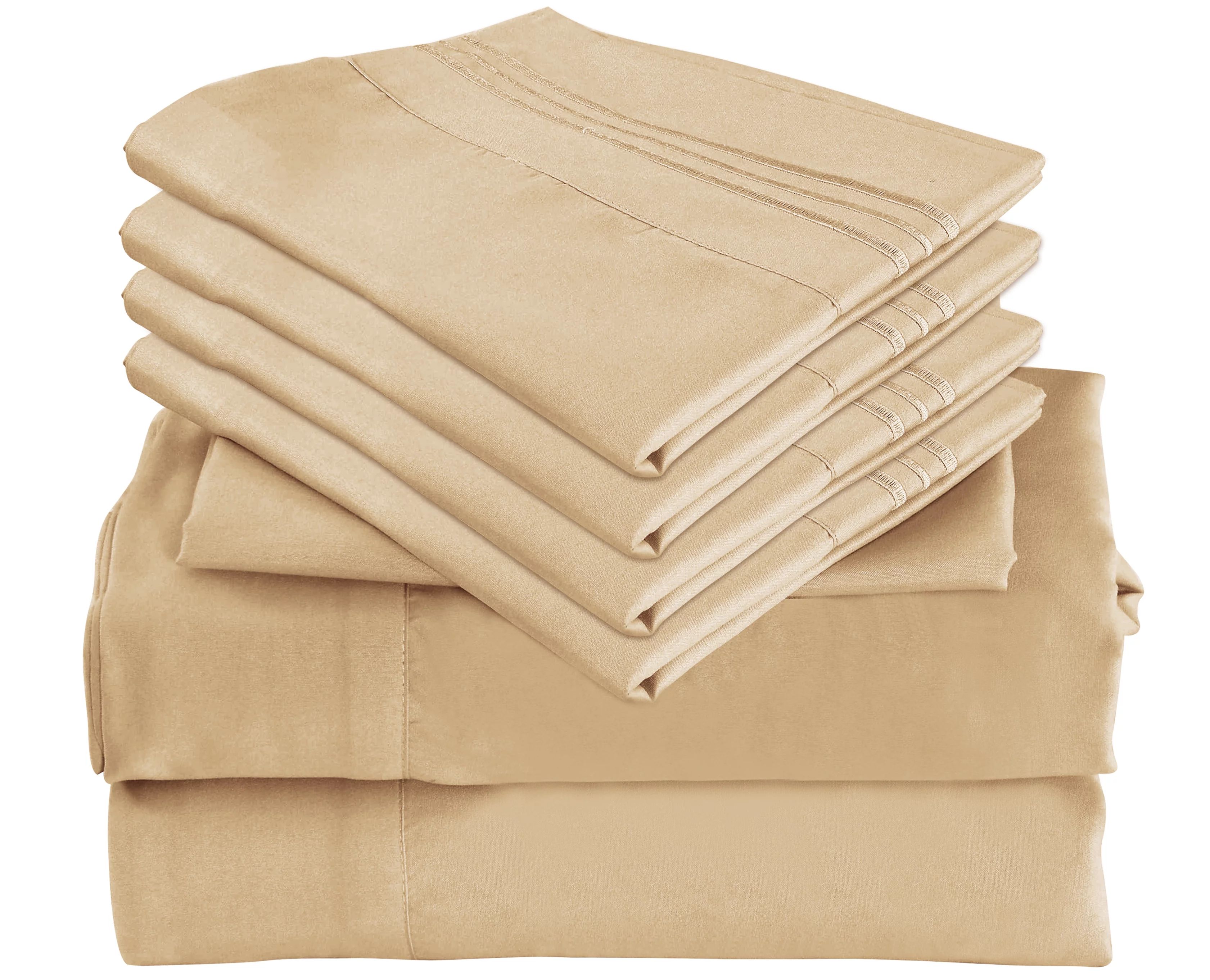 6 Piece Luxury King Size Rayon Made From Bamboo Sheets Set- King Beige Sheets, Softer Than Cotton... | Walmart (US)