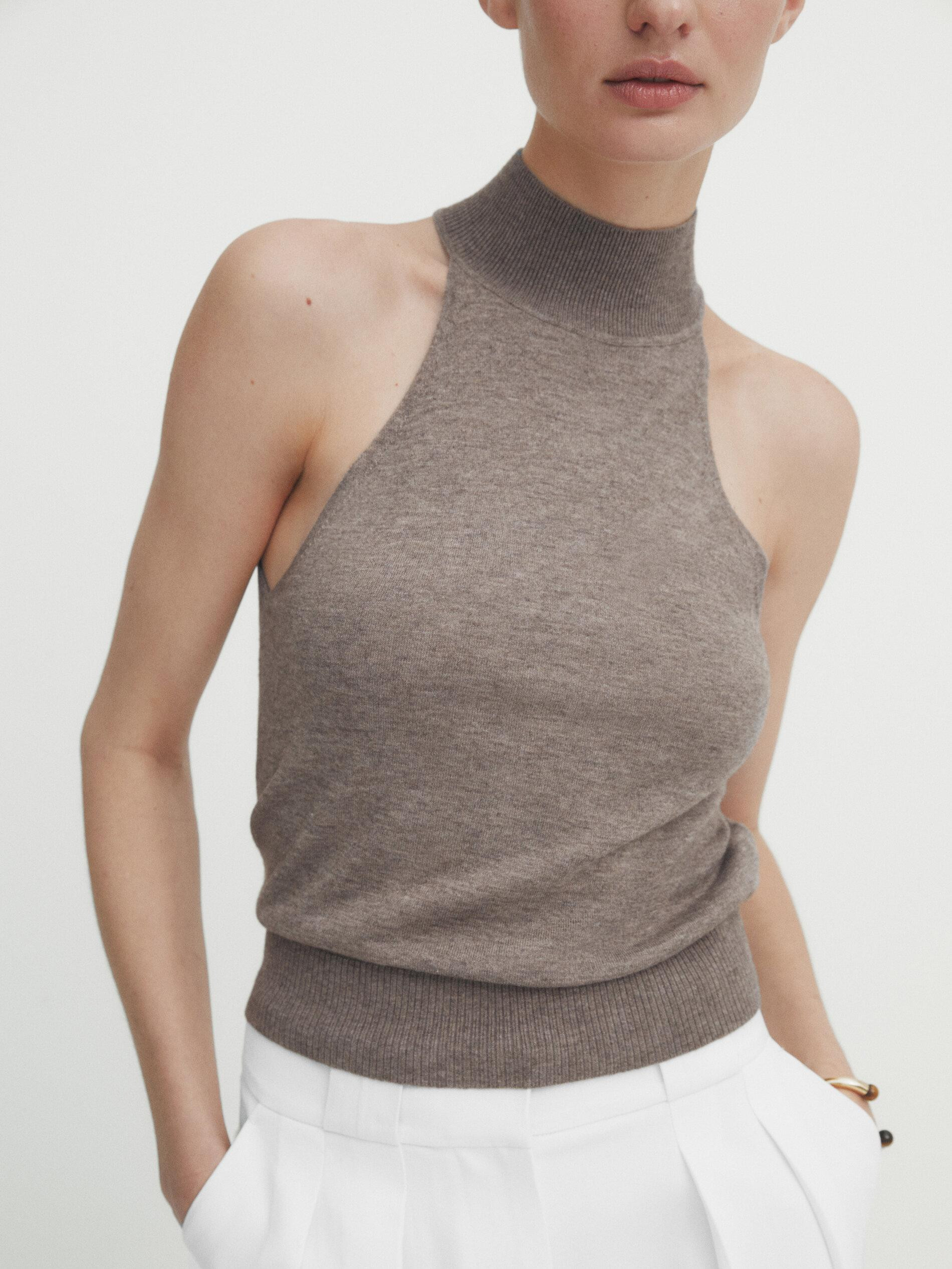 Mock turtleneck knit top | Massimo Dutti US