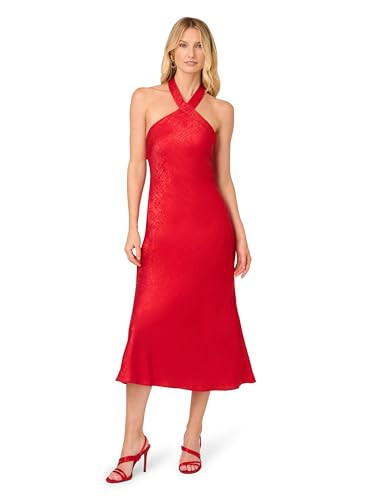 Adrianna Papell Women's Foil Woven Midi Dress, Red | Amazon (US)