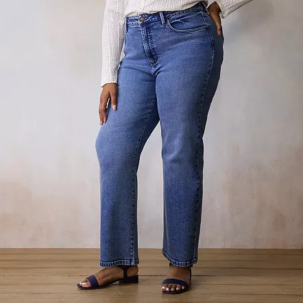 Plus Size LC Lauren Conrad Super High Rise True Straight Jeans, Women's, Size: 20 W, Blue | Kohl's
