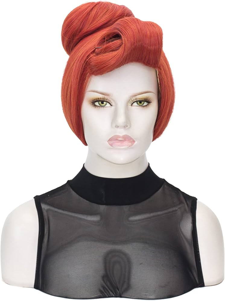 QACCF 50s Women Wig 60s Short Red Vintage Updo Halloween Costume Bun Party Wig | Amazon (US)