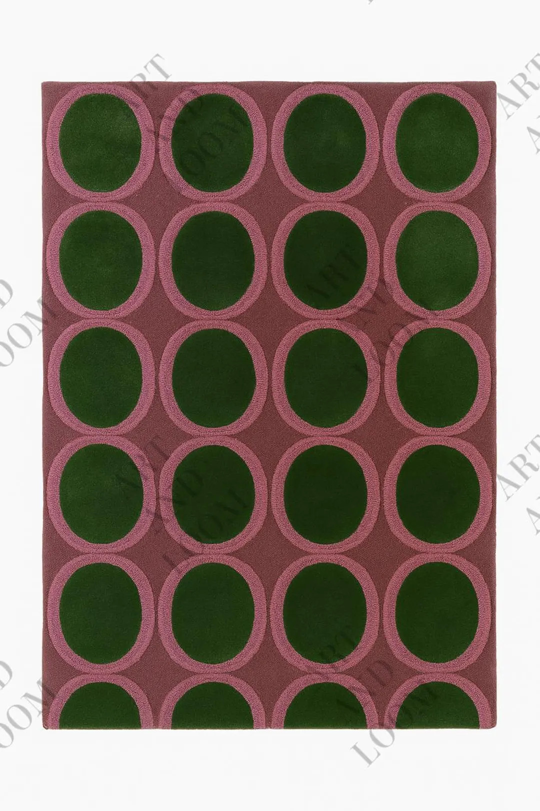 Green Oval Tufted Wool Rug: Mid-century Modern Geometric Carpet - Etsy | Etsy (US)