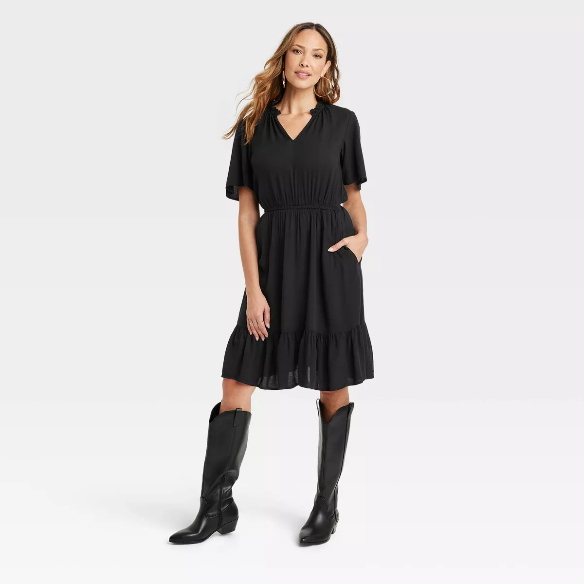 Women's Flutter Short Sleeve Tiered Dress - Knox Rose™ | Target