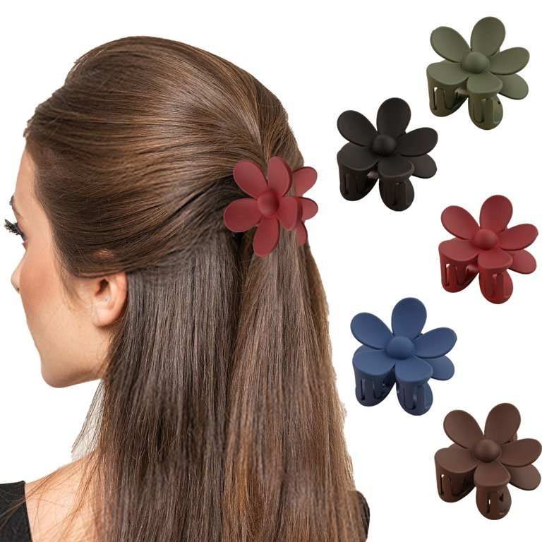 DanGing 5 Pcs Mini Flower Hair Clips, 2.75" Colorful Mini Hair Claw Small Hair Clips for Women Gi... | Walmart (US)