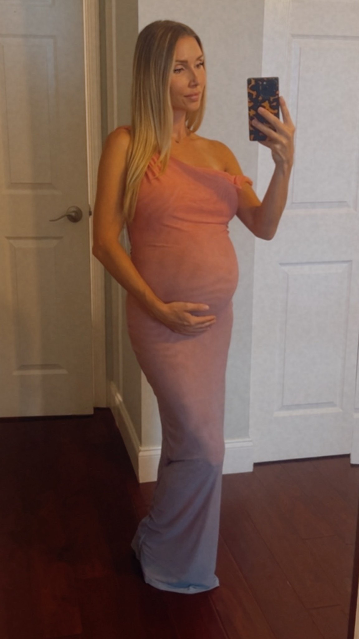 found the prettiest and most comfortable bump friendly, off the shoulder maxi dress, perfect for a baby shower or summer wedding! It is sheer so I wore a nude slip dress underneath. I sized up one size for the baby bump (plenty of stretch)! Maternity dream dress! 

#LTKBump #LTKWedding #LTKStyleTip