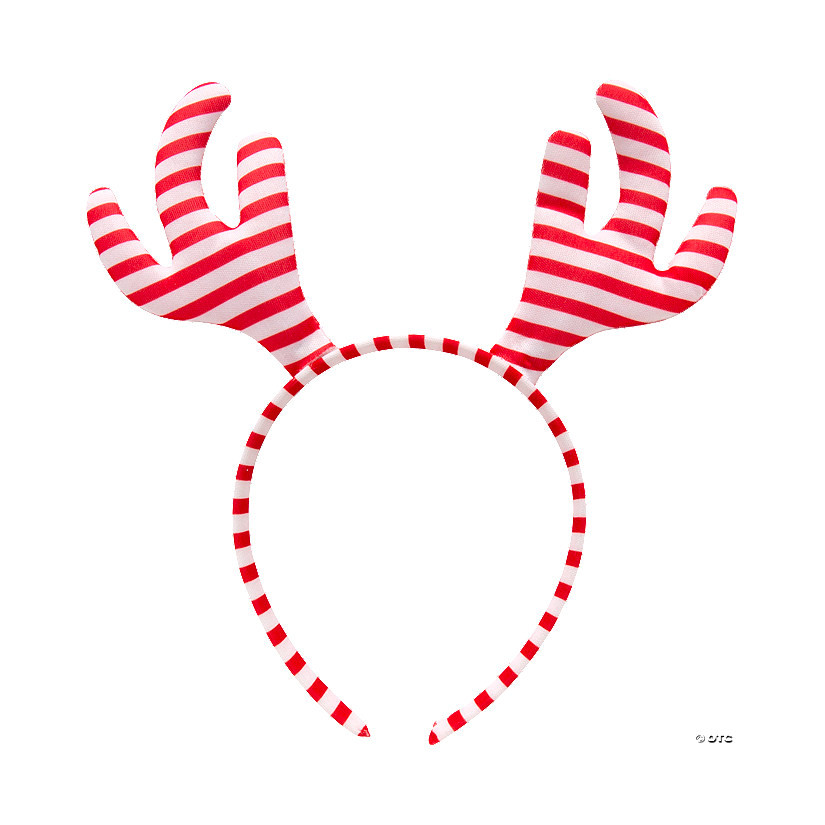 7 3/4" Candy Cane Stripe Stuffed Reindeer Antlers Headbands - 6 Pc. | Oriental Trading Company