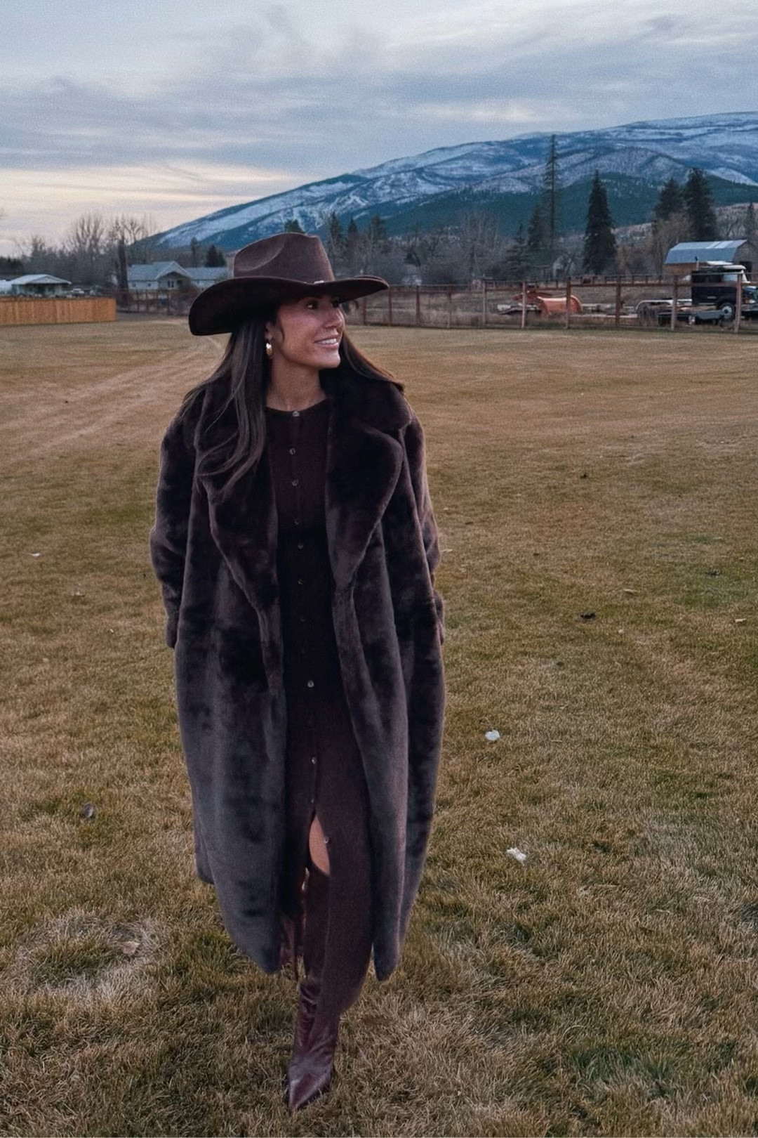 Winter outfit 🤎 my long brown faux fur coat is under $50 and such great quality! My knit dress comes in multiple colors and is on sale ✨

Winter outfit, holiday outfit, cozy outfit, faux fur coat, brown faux fur, brown sherpa coat, long brown coat, winter coat, walmart fashion, mom outfit, Abercrombie, knit dress, brown dress, cowboy hat, brown boots, mountain outfit, country outfit, Christine Andrew 

#LTKSeasonal #LTKTravel #LTKFindsUnder50