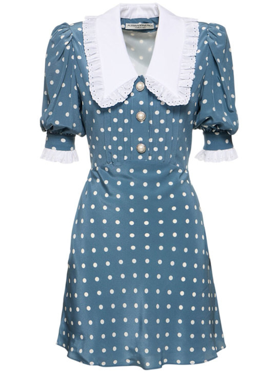 Polka dot silk cady mini dress w/ collar - Alessandra Rich - Women | Luisaviaroma | Luisaviaroma