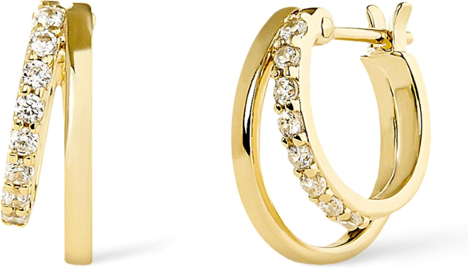 Ana Luisa 14K Gold Double Hoop Earrings - Toda | Stylish, Comfortable & Secure 14K Gold Plated Hoops | Hypoallergenic, Water-Resistant & Tarnish-Free | Crafted With 100% Recycled Sterling Silver | Amazon (US)