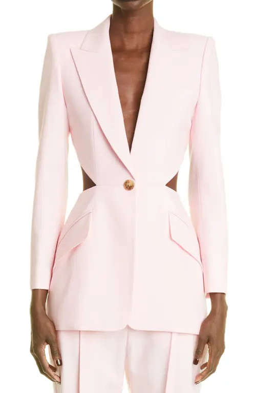 Alexander McQueen Cutout Wool Blazer in Ice Pink at Nordstrom, Size 0 Us | Nordstrom