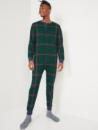 Thermal-Knit Matching Print One-Piece Pajamas for Men | Old Navy (US)