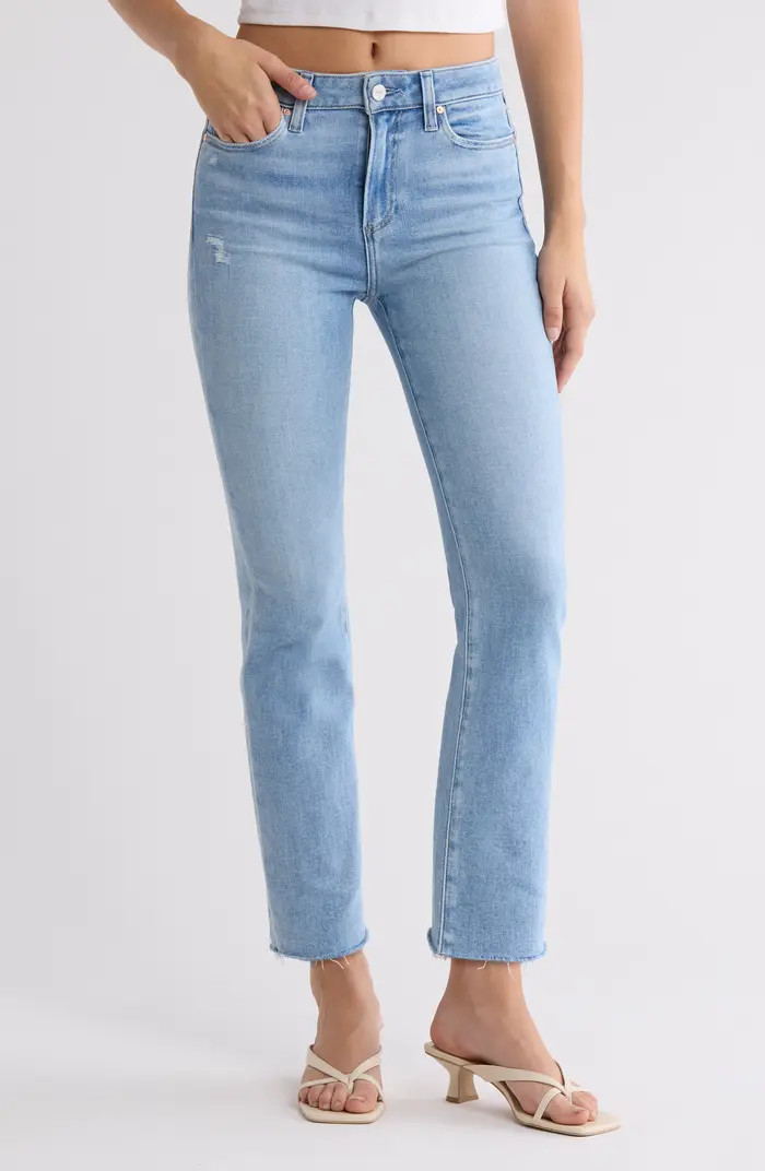 Cindy High Waist Raw Hem Ankle Straight Leg Jeans | Nordstrom