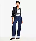Cuffed High Rise Wide Leg Jeans in Rinse Wash | LOFT