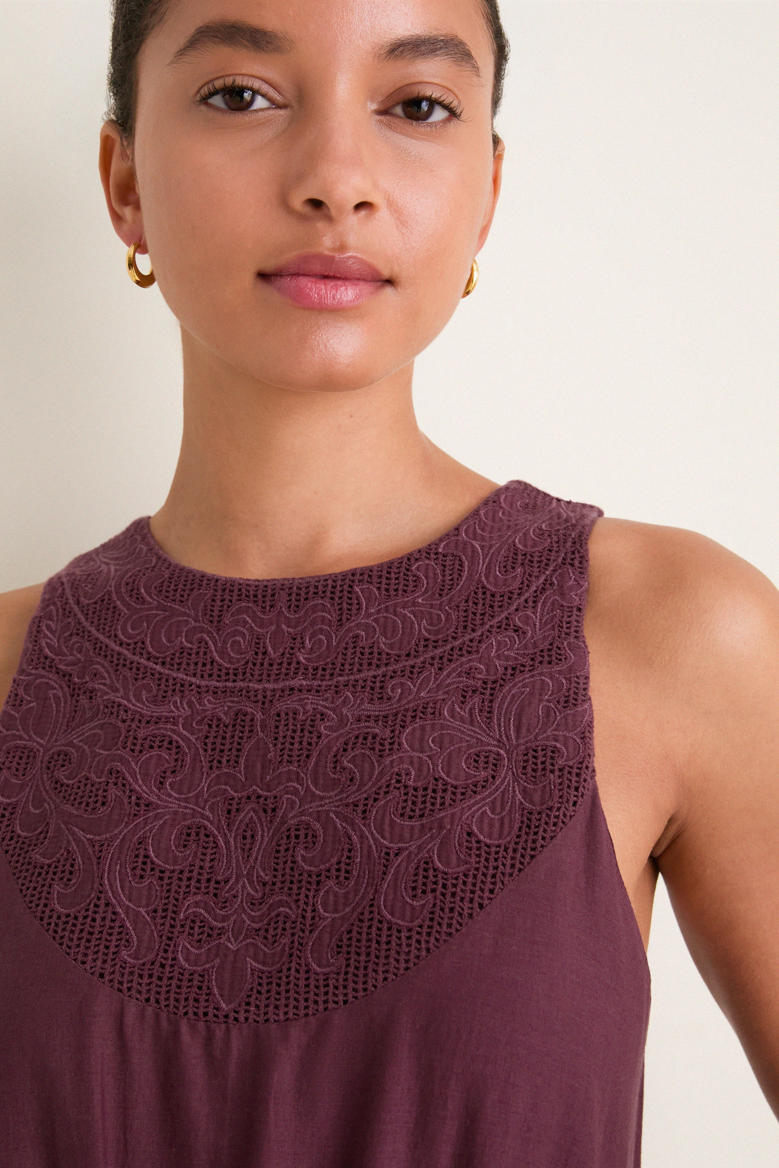 Wine Embroidered Anthea Dress | Tuckernuck (US)