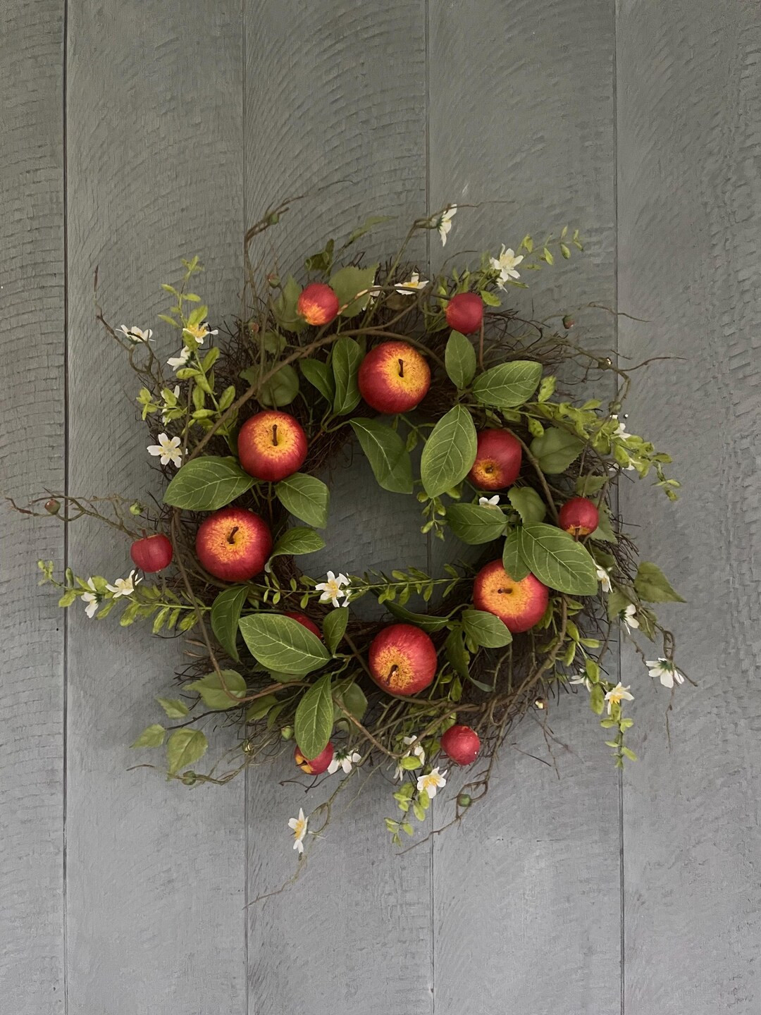 22 Inch Red Autumn Apple Wreath, Apple Wreath, Perfect Fall Wreath, Red Apple Wreath, Fall Farmho... | Etsy (US)
