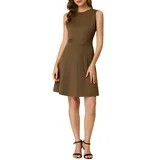 INSPIRE CHIC Women's Houndstooth Plaid Above Knee Sleeveless Fit and Flare Dress S Brown | Walmart (US)