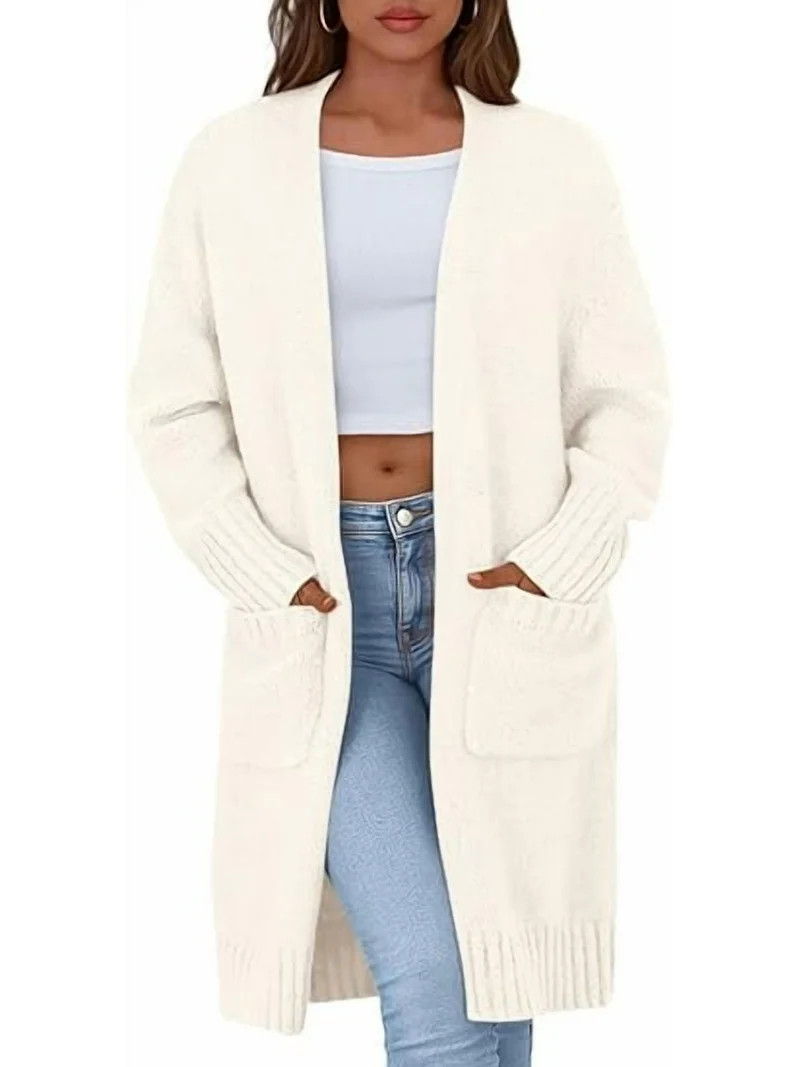 PRETTYGARDEN Fall Long Sleeve Cardigan Sweaters for Women Trendy Winter Open Front Loose Knitted ... | Walmart (US)