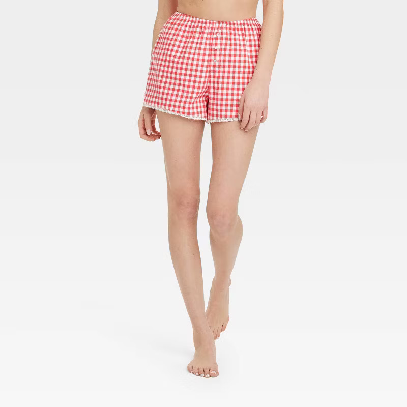 Women's Lace Trim Boxer Pajama Shorts - Colsie™ | Target
