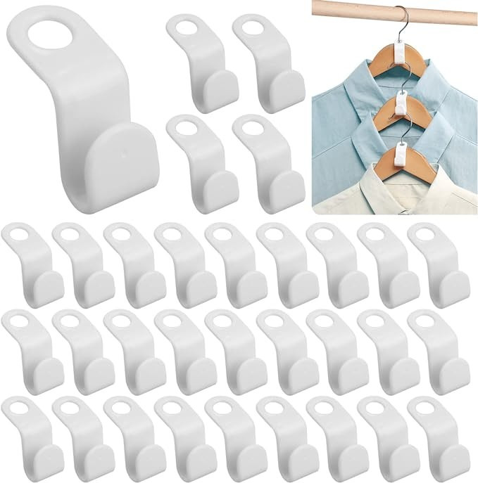 TAOZHIYAO 50PCS Clothes Hook Hanger Hooks Space Saving Closet Connector Organizer (White) | Amazon (US)