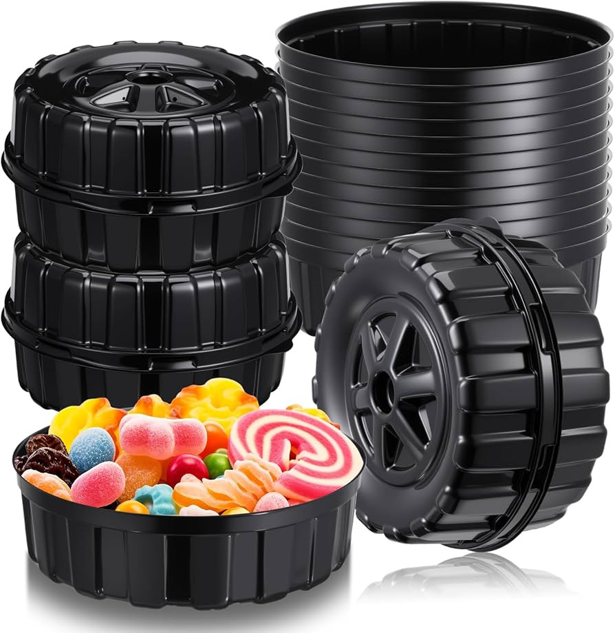 Uiifan 12 Pcs Truck Wheels Plastic Food Containers with Lids Race Car Wheels Disposable Candy Box... | Amazon (US)