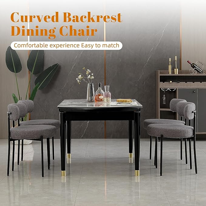 DYHOME Kitchen Chairs Mid-Century Modern Dining Chairs Set of 2, Kitchen Dining Room Chairs, Bouc... | Amazon (US)