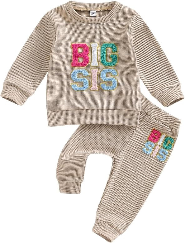 Gueuusu Big Sister Little Sister Matching Outfits Baby Girl Big Sis/Lil Sis Crewneck Sweatshirt P... | Amazon (US)