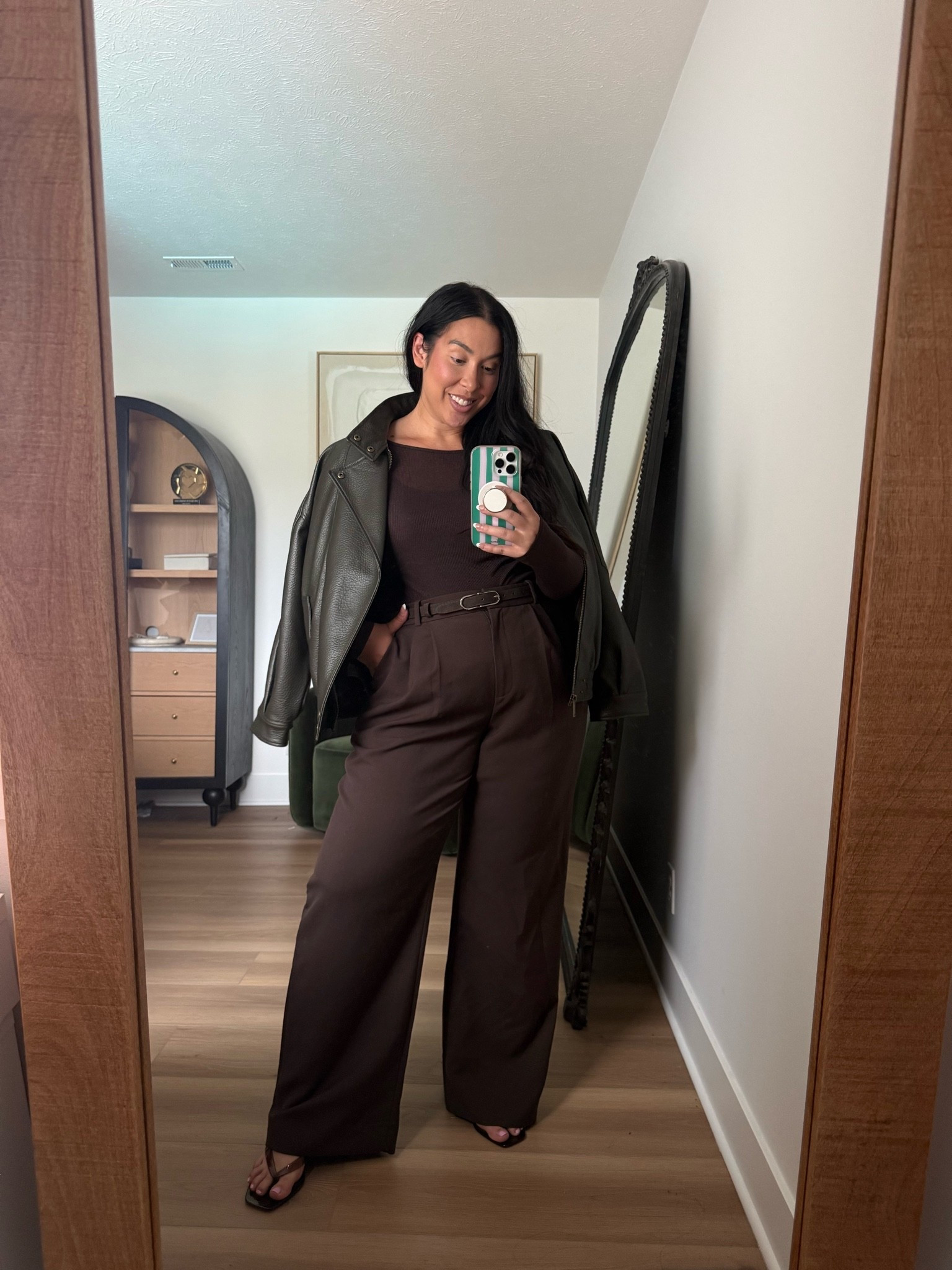 Loving this sassy monochromatic moment! Wearing a 33 long on the bottom, and a large on top! Midsize, midsize fashion, fall, fall fashion, workwear, Abercrombie

#LTKootd #LTKSeasonal #LTKMidsize