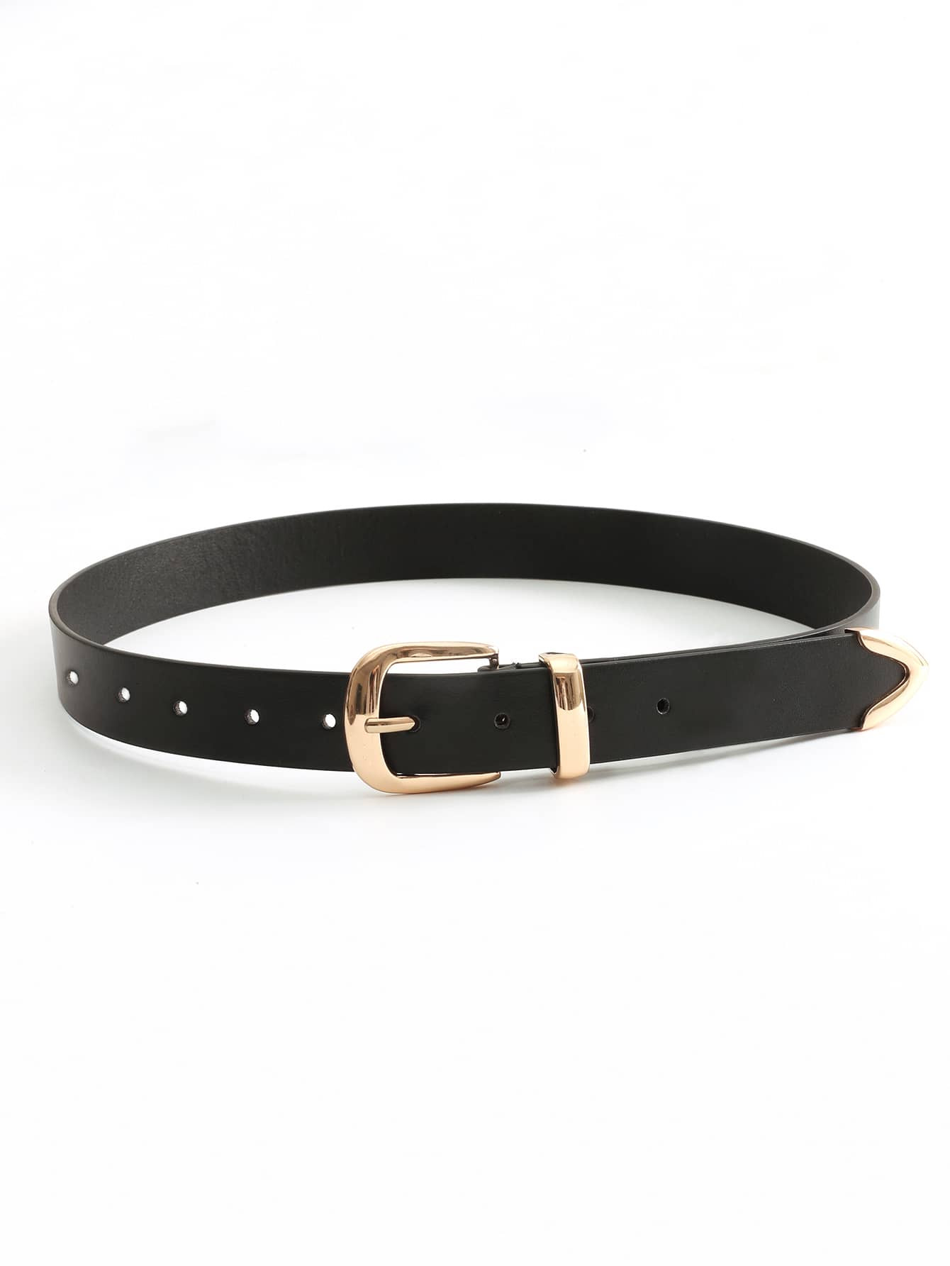 1pc Ladies' Gold Metal Circle Buckle Casual Pu Belt For Daily Life Summer, School Fall, Autumn, Halloween | SHEIN