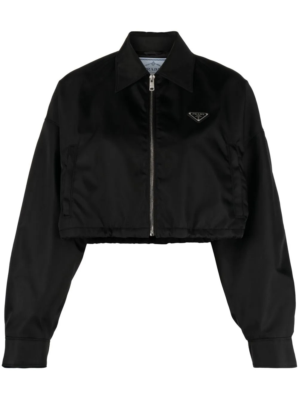 Prada Re-Nylon Cropped Blouson Jacket | Black | FARFETCH | Farfetch Global