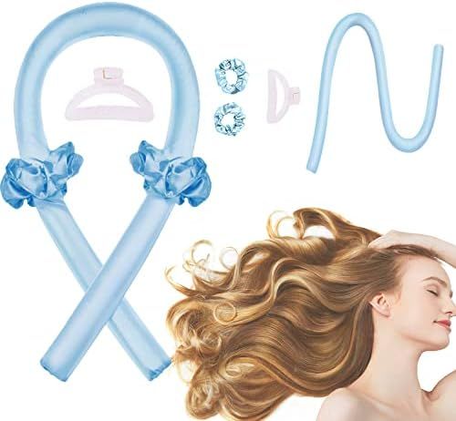 Amazon.com : Heatless Curling Rod Headband, No Heat Curl Ribbon with Hair Clips and Scrunchie, Sl... | Amazon (US)